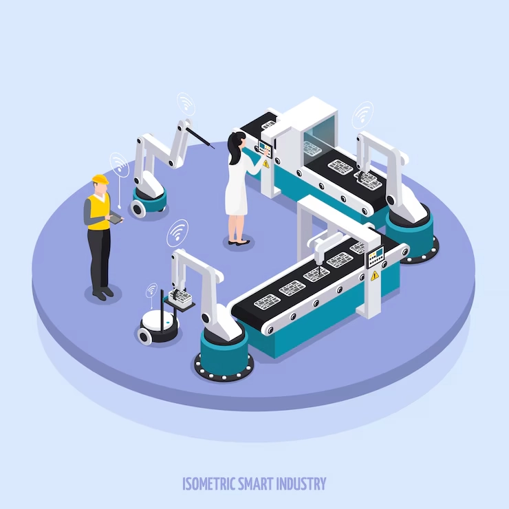 isometric-smart-industry-round-platform-with-two-workers-supervise-equipment-vector-illustration